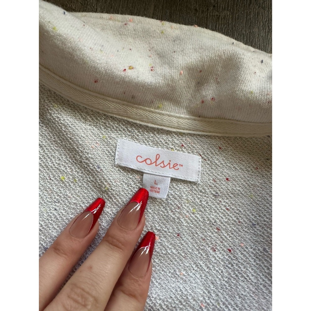 Colsie Cozy Colorful Speckled Lightweight Cropped Pullover Sweater White L Large - Picture 6 of 9